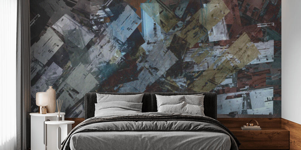 geometric structure city urban landscape abstract background in digital art, Camera da Letto