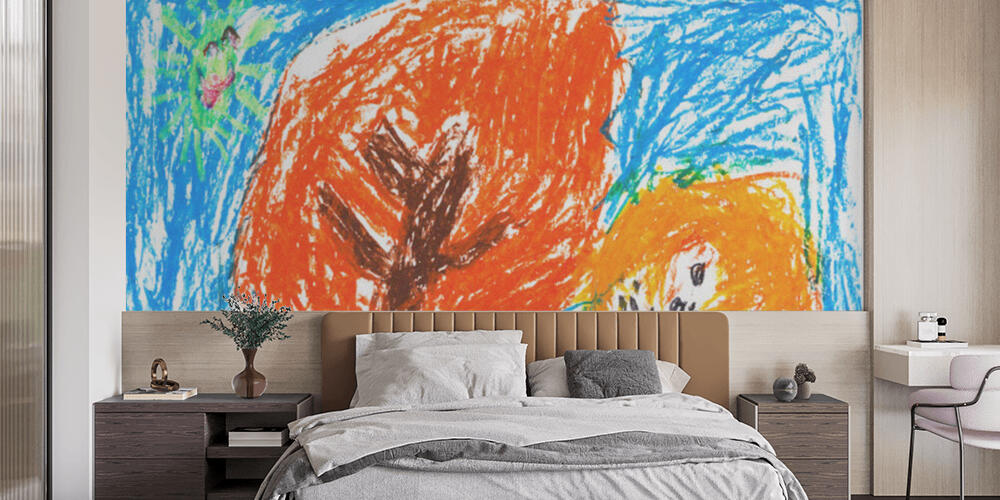 child's drawing - orange autumn trees, Camera da Letto