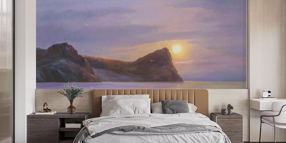 Original oil painting of sea and beach on canvas, Camera da Letto