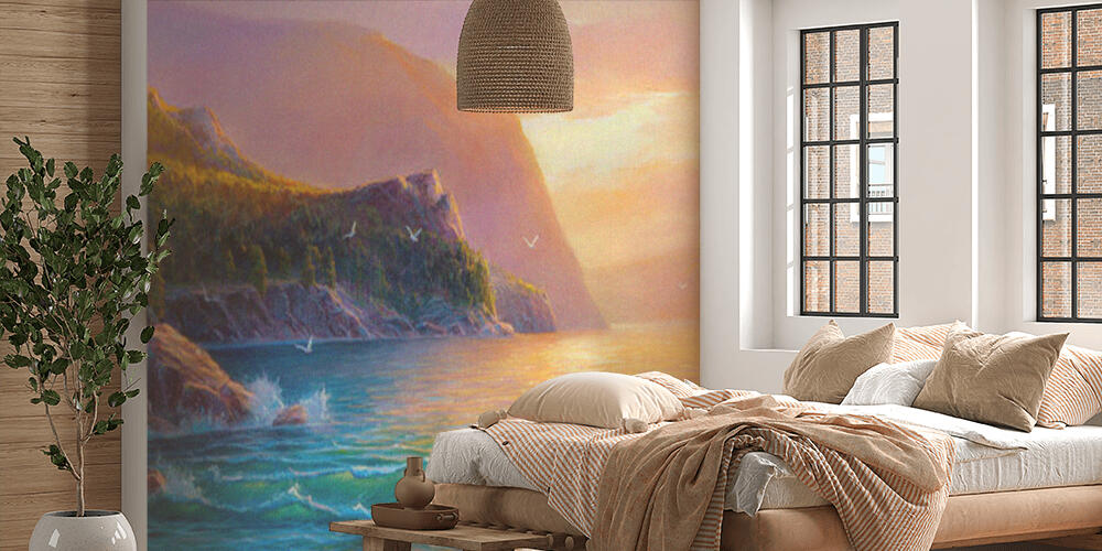 Original oil painting of  sea and beach on canvas, Camera da Letto