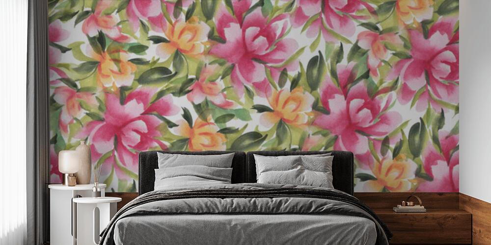 Seamless pattern with watercolor flowers, Camera da Letto