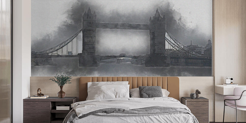 London big ben art drawing sketch illustration fun design vintage retro, Camera da Letto