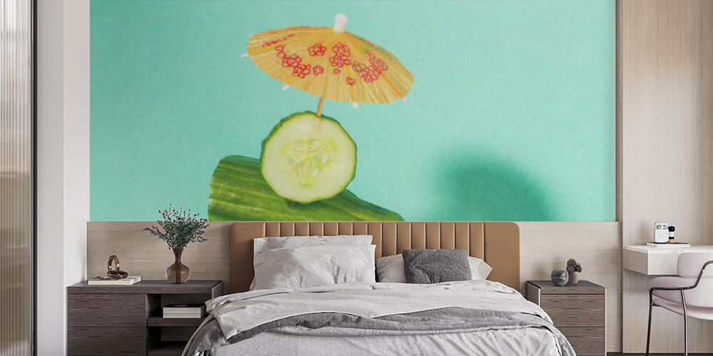 Tropical beach concept made of cucumber and sun umbrella, Camera da Letto