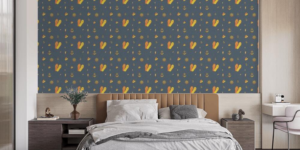 Colored background with different accessories, Camera da Letto