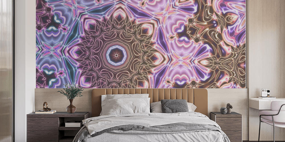Abstract neon glowing geometric fantasy background, Camera da Letto