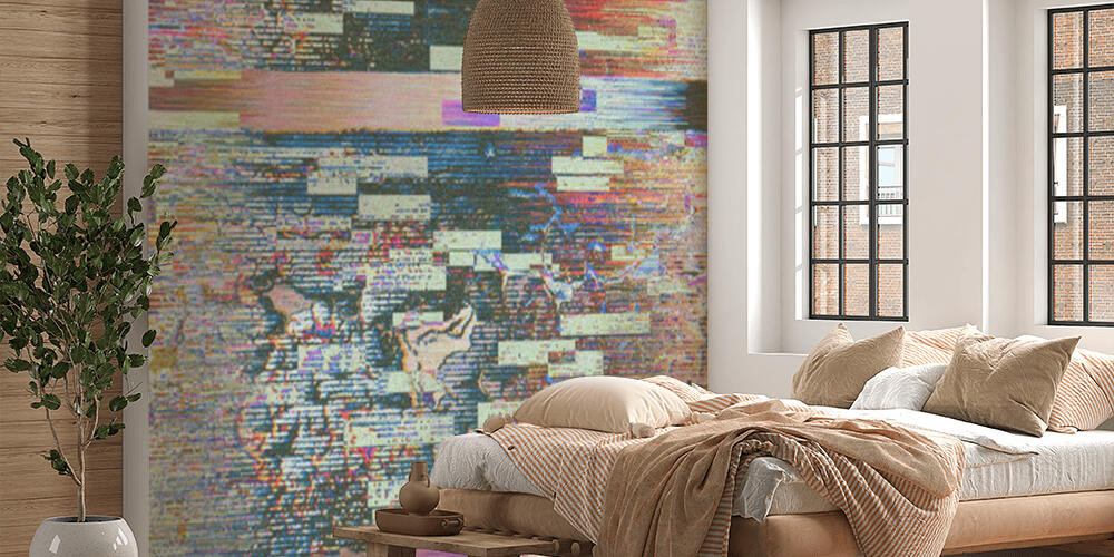 Casual data glitch geometrical nostalgic holographic background, Camera da Letto