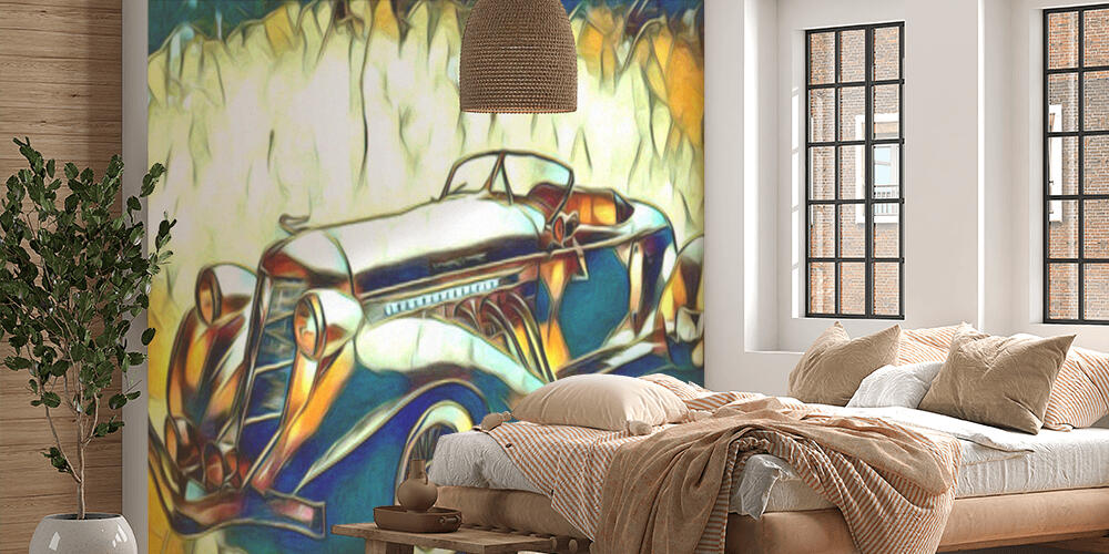 old classic car retro vintage illustration drawing, Camera da Letto