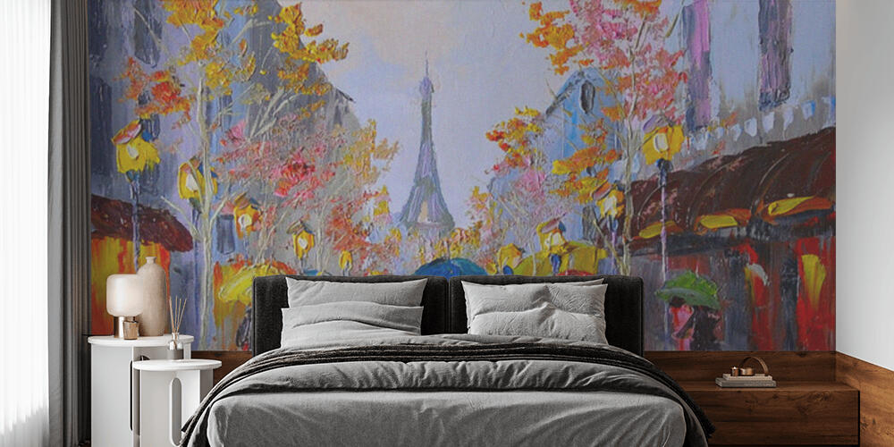 Oil painting of  eiffel tower, Camera da Letto
