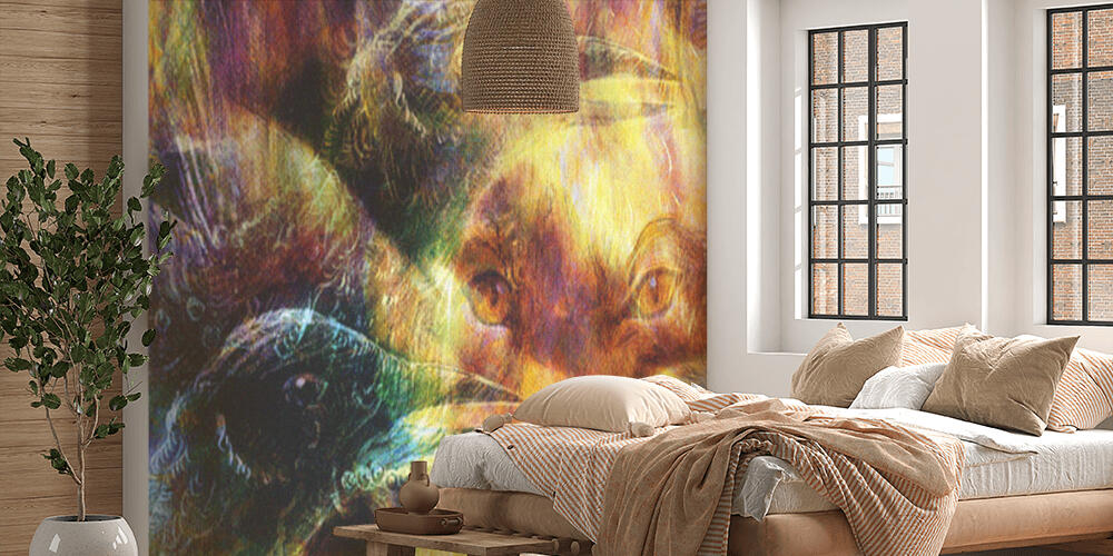 the phoenix bird  and fox collage, Camera da Letto