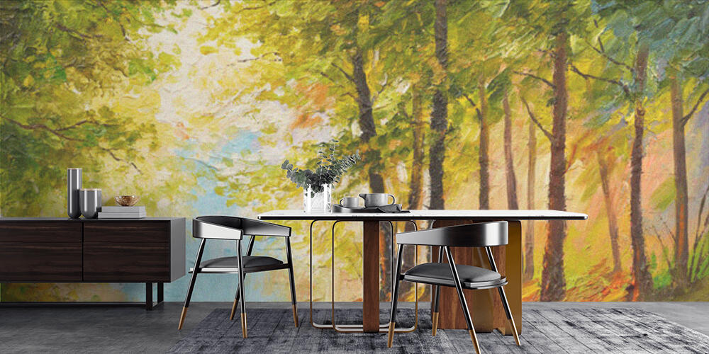 Oil painting landscape - autumn forest near the river, Cucina