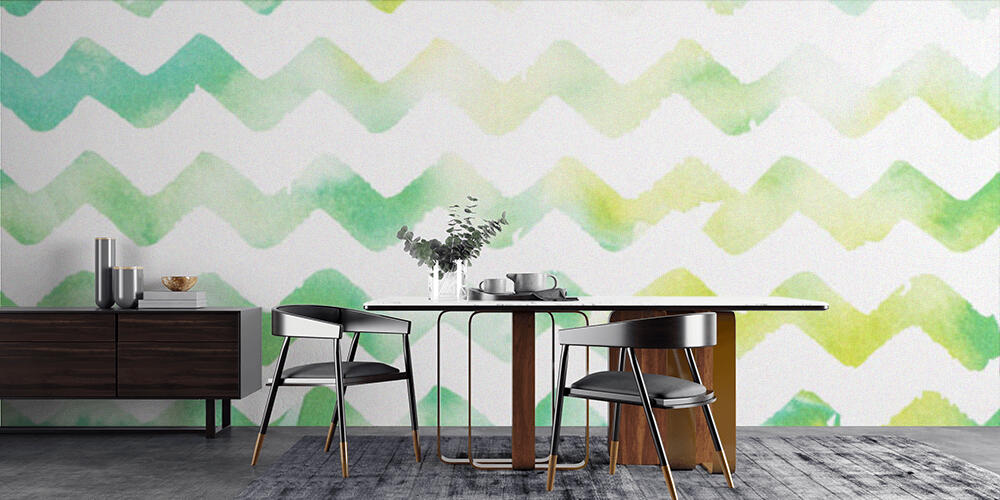 zigzag white and green watercolor background, Cucina