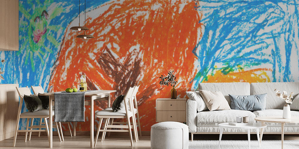 child's drawing - orange autumn trees, Cucina