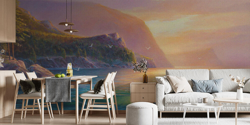 Original oil painting of  sea and beach on canvas, Cucina