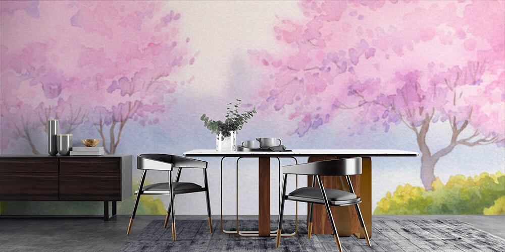 Spring landscape watercolor, Cucina