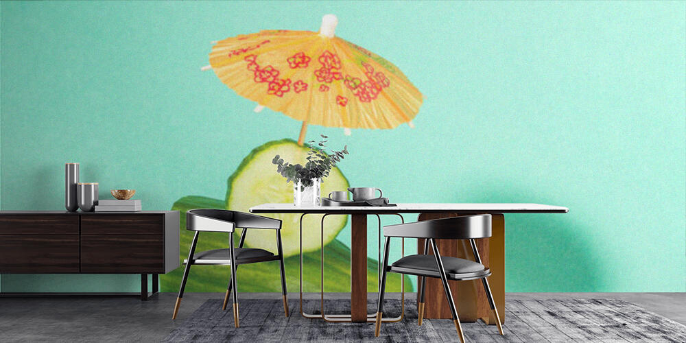 Tropical beach concept made of cucumber and sun umbrella, Cucina