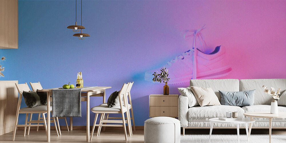 Pair of stylish sneakers hanging on wall, Cucina