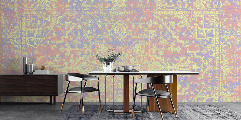 Carpet bathmat and Rug Boho Style ethnic design pattern with distressed woven texture and effect, Cucina