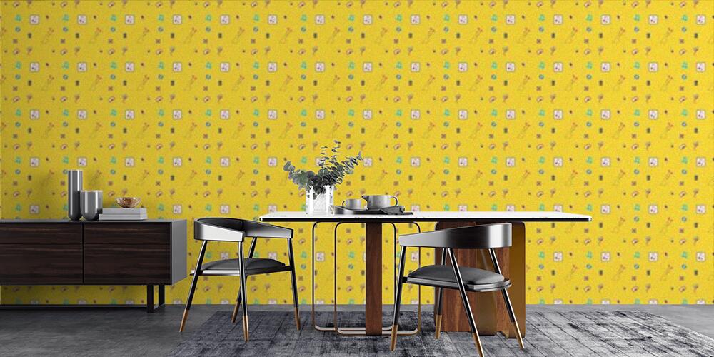 Colored background with different accessories, Cucina