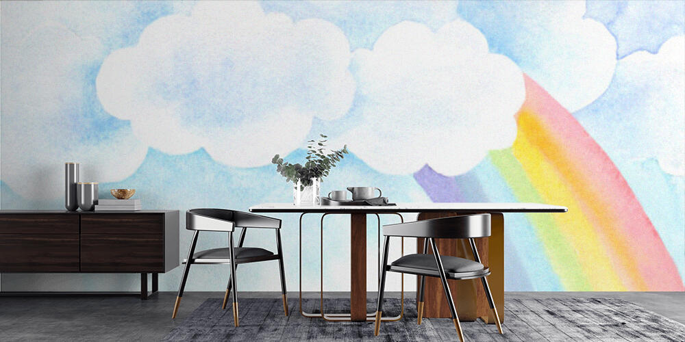 Composition with rainbow and clouds in hand drawn style, Cucina