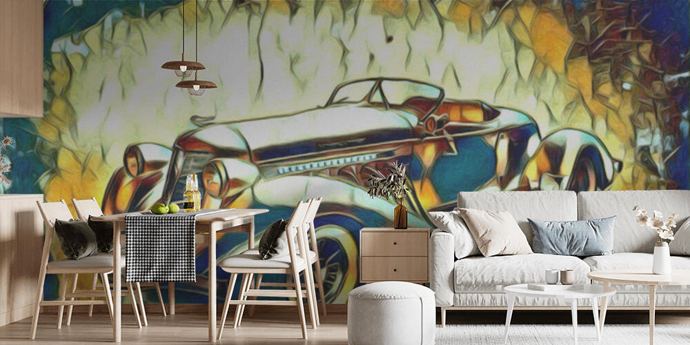 old classic car retro vintage illustration drawing, Cucina