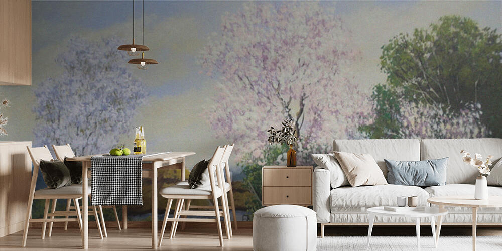 beautiful painting of old Ukrainian village with pastoral landscape, Cucina