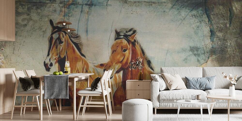 Colorful horse art illustration grunge painting drawing, Cucina