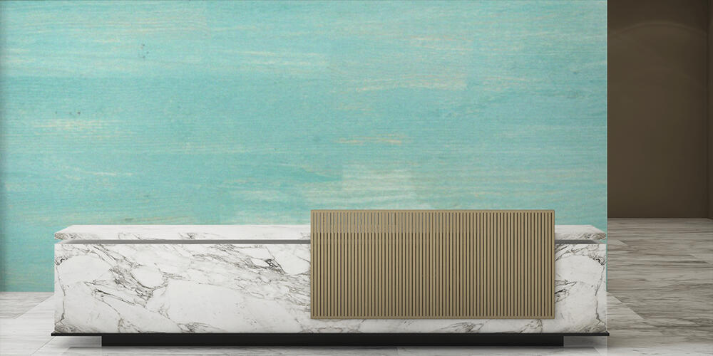 Turquoise wooden background, Reception