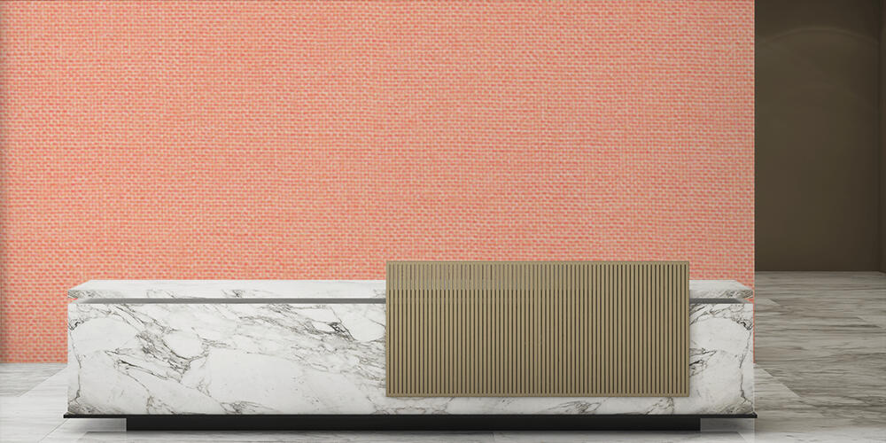 Light coral background from a textile material with wicker pattern, Reception