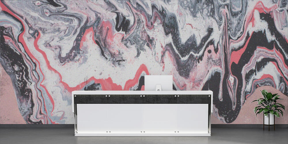 close up of abstract acrylic painted background with grey and pink, Reception