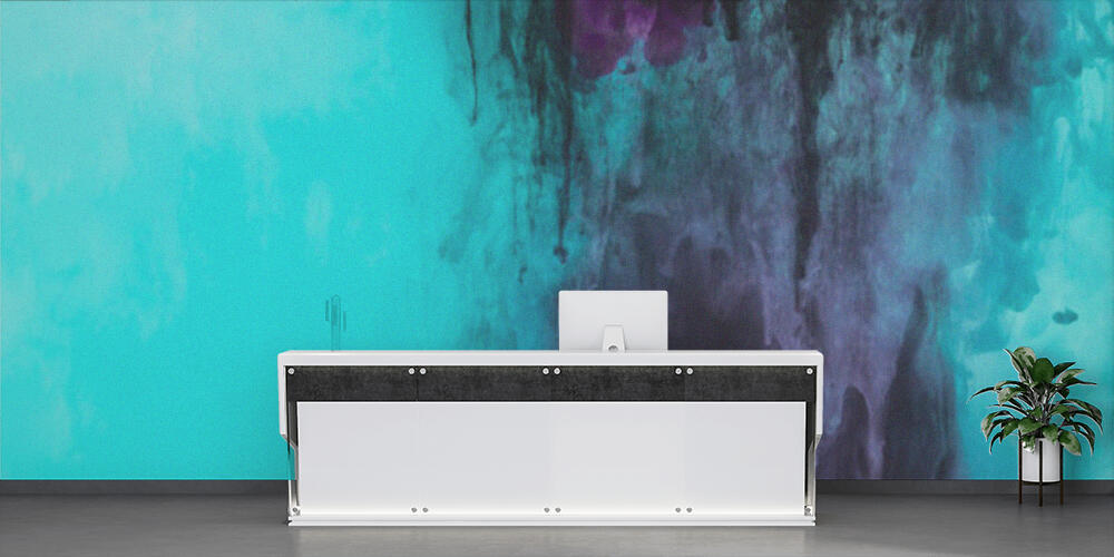 creative texture with turquoise and purple splashes of paint, Reception