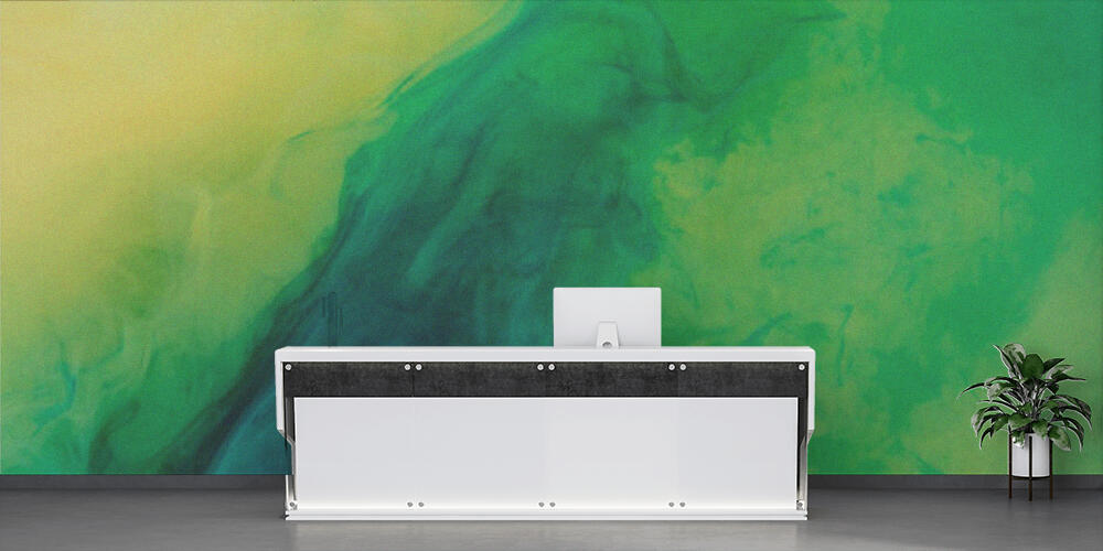 artistic background with green paint flowing in water, Reception
