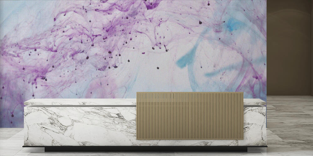 abstract pattern with purple and blue mixing paint, Reception