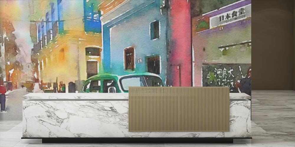 Digital watercolor of green classic american old car in Havana in Cuba, Reception