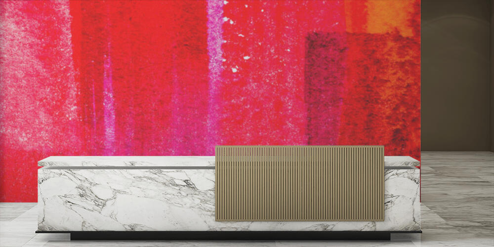 Top view of red and pink brushstrokes with copy space, Reception