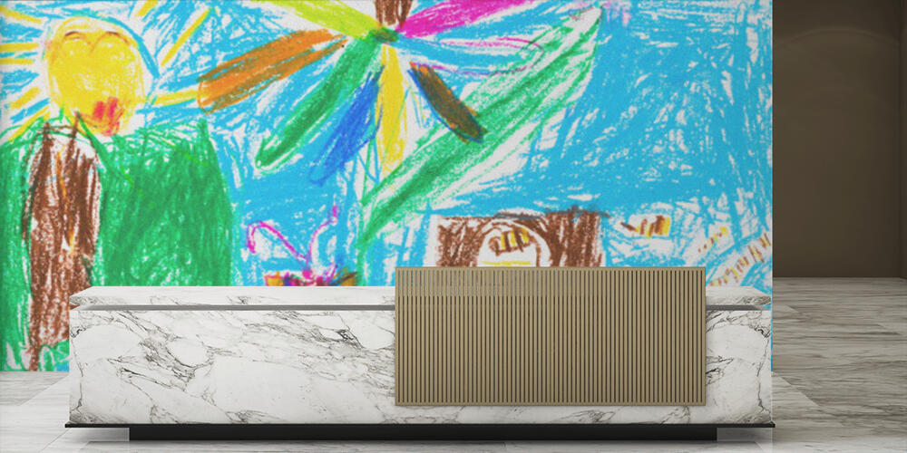 child's drawing - summer lawn with tree and flowers, Reception