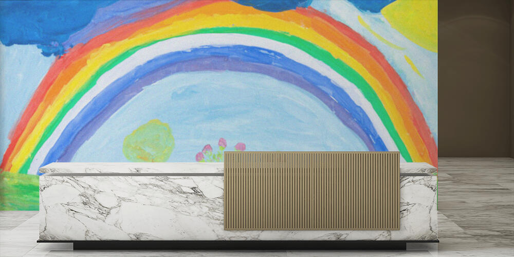 child's paiting - rainbow under green earth, Reception