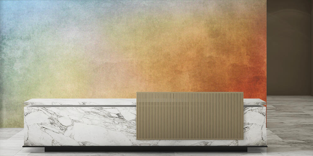 Abstract paint gradient textured background created by using different photographs, Reception