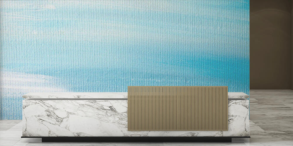 Blue abstract painting bakcground canvas texture, Reception