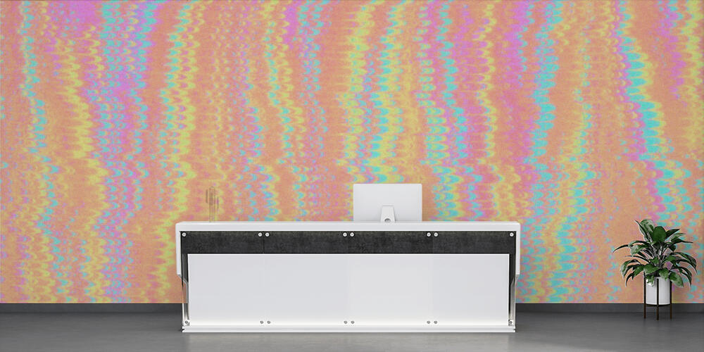 Colorful neon glitch patterned background, Reception