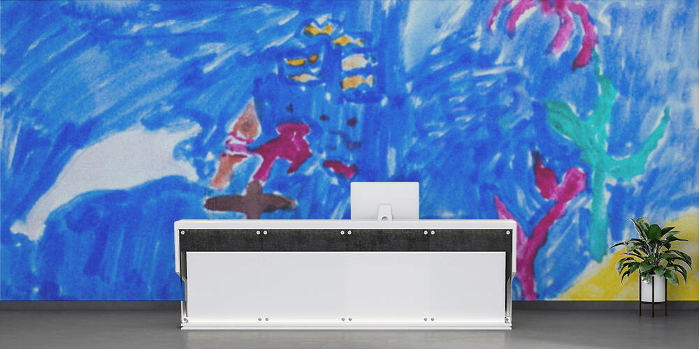 Children's drawing with paints - a ship on the seabed, Reception