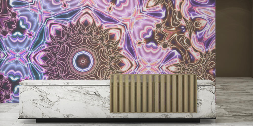 Abstract neon glowing geometric fantasy background, Reception