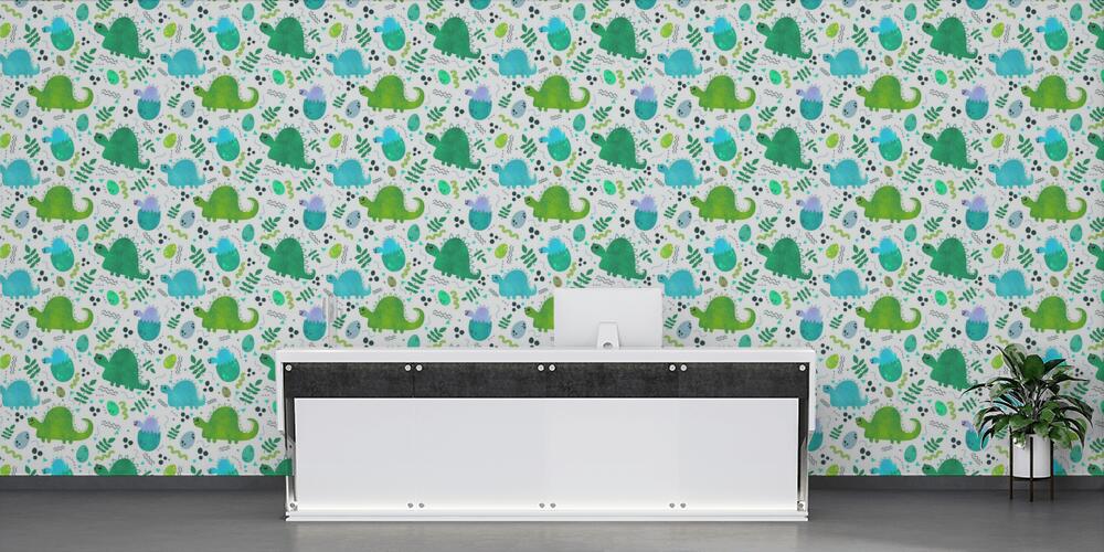 Kids seamless cartoon dinosaur pattern for textiles and packaging and gifts and linens and wrapping paper, Reception
