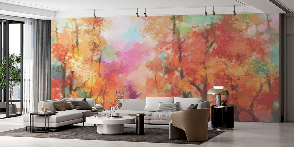Oil painting colorful autumn trees, Salotto