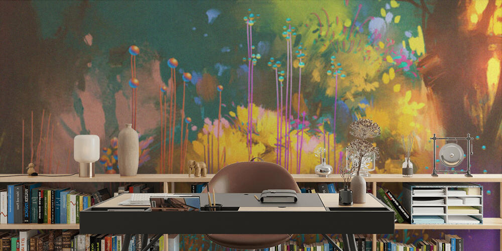 fantasy forest with colorful plants and flowers, Studio e Ufficio