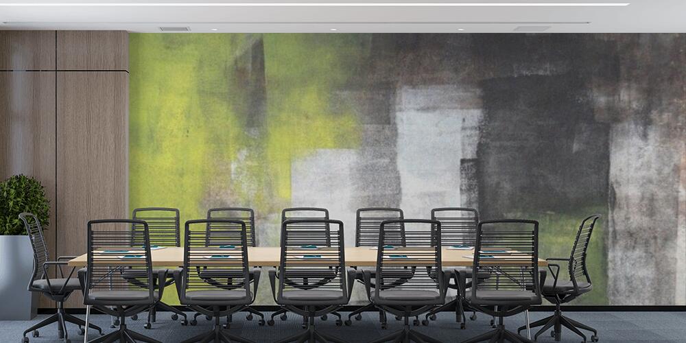 Grey and Yellow Abstract Art Painting, Studio e Ufficio