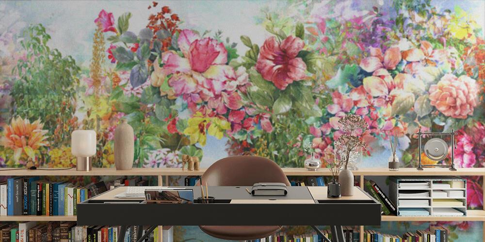 Abstract flowers watercolor painting, Studio e Ufficio