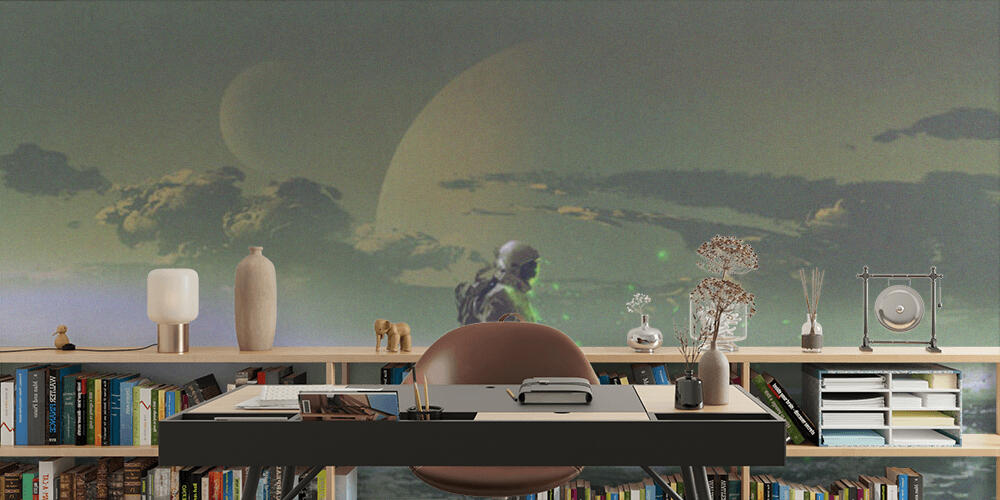 the astronaut standing by the sea against background of the planet, Studio e Ufficio