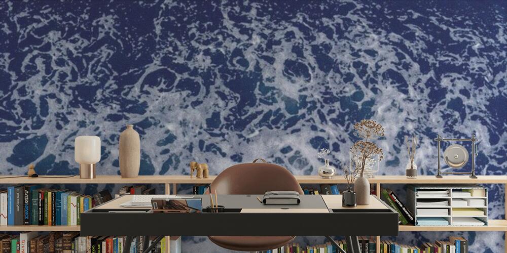 abstract texture of sea white foam on a blue background of sea water, Studio e Ufficio