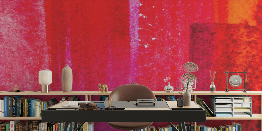 Top view of red and pink brushstrokes with copy space, Studio e Ufficio
