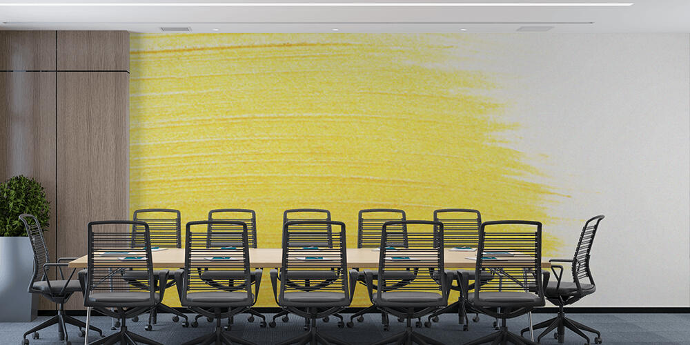 top view of yellow watercolor brushstrokes with on white background, Studio e Ufficio